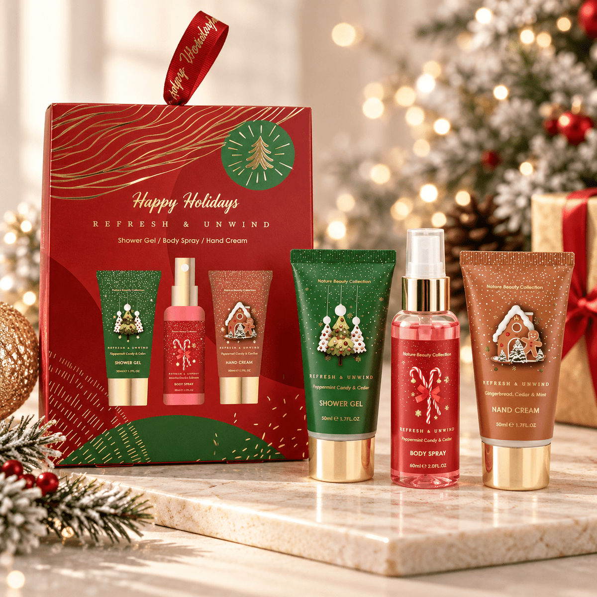 Happy Holidays Bath & Body Gift Set - My Dorm Store